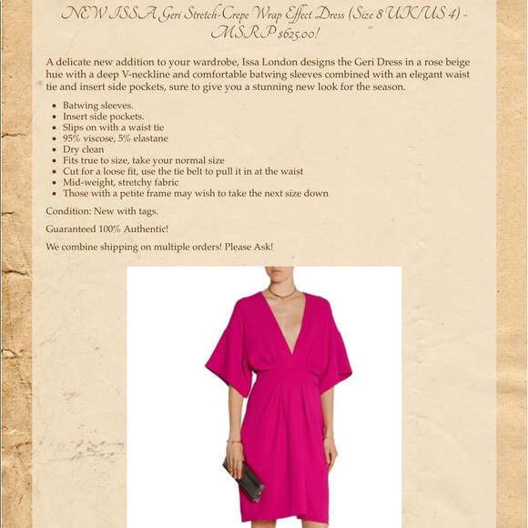 Issa Geri Stretch Crepe Wrap Effect Sz 8 - Picture 10 of 10